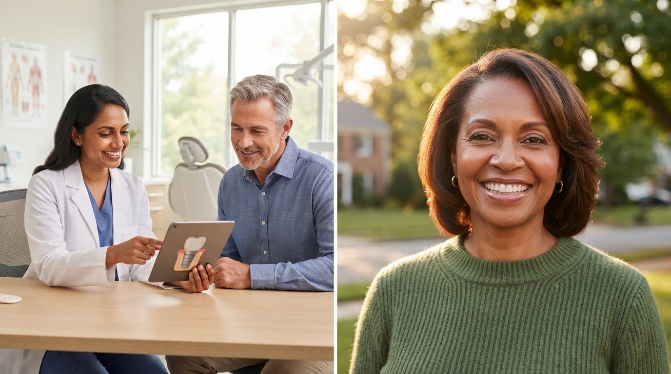 Confident smile after dental implants in Sterling Virginia